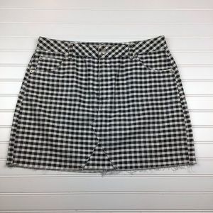 Unique Top shop MOTO Checkered Denim Skirt Cotton Frayed Hem